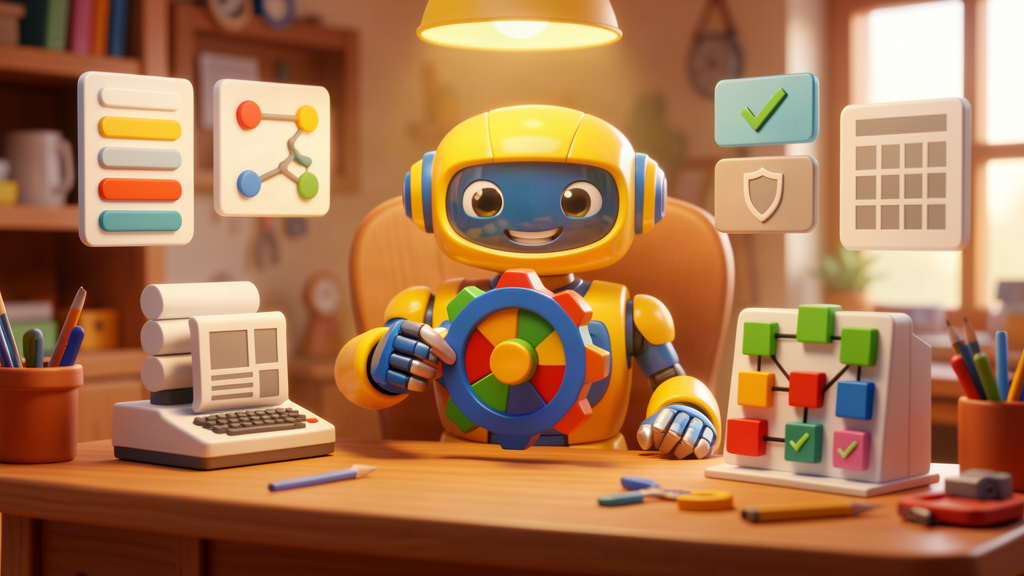 Toy robot connecting AI agent workflows for a local news system and CRM